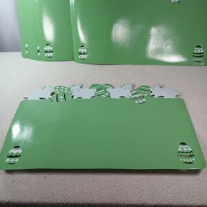 Set of 7 Green Easter Vinyl Placemats Bunny Egg Cutout Spring Table Decor
